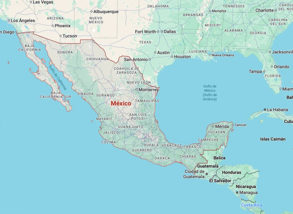 Mapa de México con sus estados y ciudades principales
