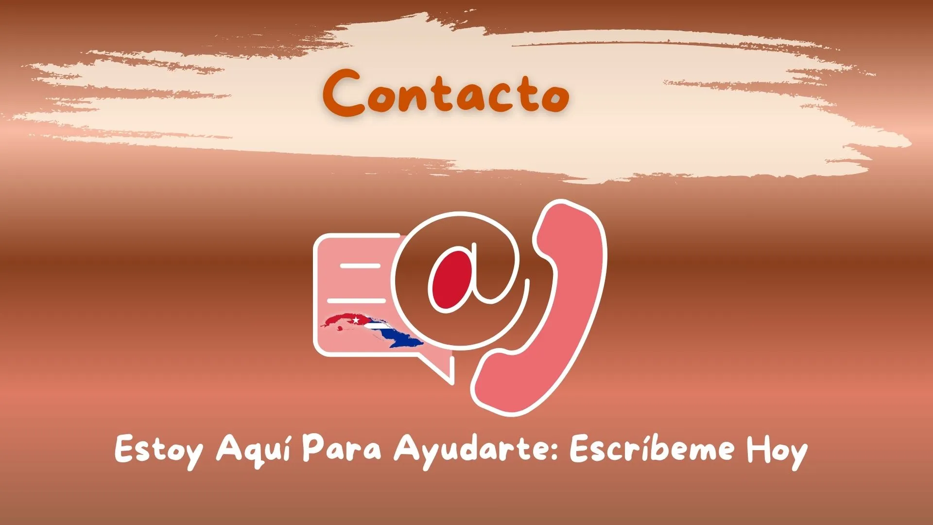 Portada de la sección de contacto con icono de teléfono y correo.