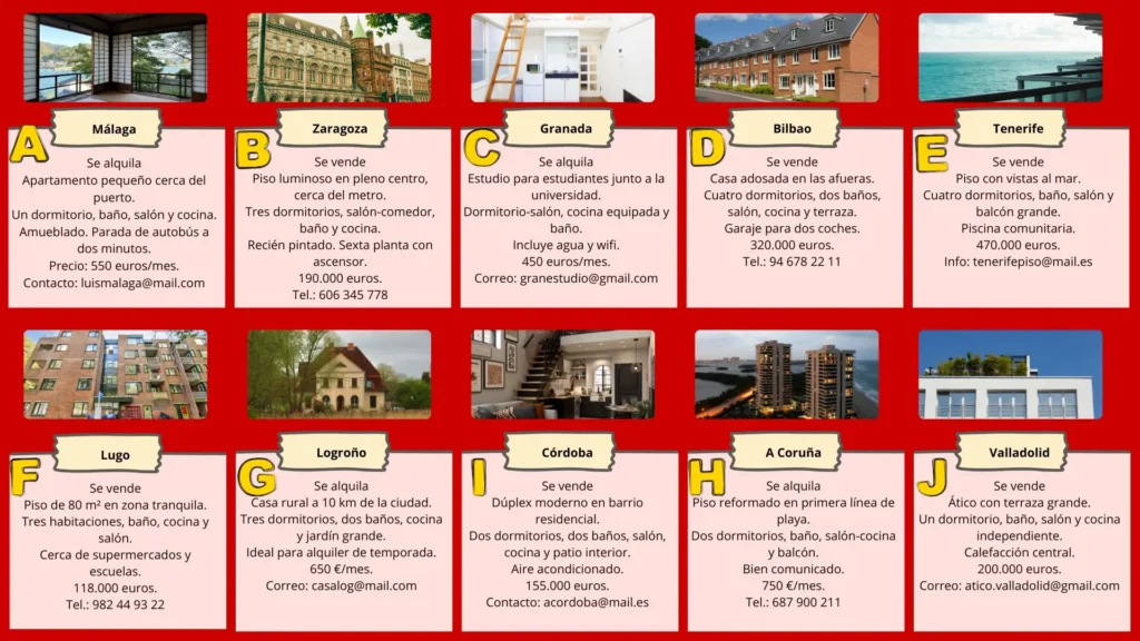 Cartel informativo con texto y diseño simple para ejercicio de comprensión lectora.