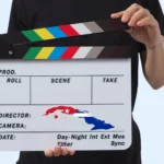 Claqueta de cine representando el estudio del cine cubano, el lenguaje audiovisual y la cultura de Cuba.