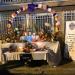 Altar de Día de Muertos durante el Paseo de las Ánimas en el barrio de La Ermita, Mérida, Yucatán.