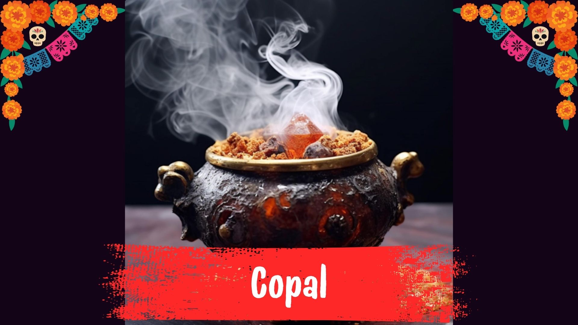 Copal used as a traditional element in a Day of the Dead offering in Mexico.